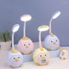 Lampade da tavolo Lampada da notte a LED ricaricabile tramite USB Cute Chick Cartoon Desk Protezione degli occhi Lettura a risparmio energetico