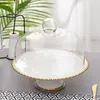 Bakeware Tools Nordic Style Retro Ceramic Dessert Cake Plate Dust-Proof Glass Food Cover Display Stand Tray Kitchen Decoration