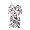 Casual Dresses Plus Size Summer Ladies Suspender Leopard Print Mini Skirt Women Sleeveless V Neck Puff Sleeves Casual Street Dress Robe 221126