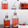 Storage Bottles Jars 10 To 100Ml Square Bottle Rose Gold Color Cap Dropper Eliquid Bottles Makeup Glass Cosmetic Storage Tools Cle Dhclk