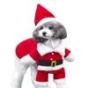 Ubrania dla psów świąteczne kostiumy z kapeluszem urocze kawaii zabawne kostium Świętego Mikołaja na zimowe ciepłe płaszcze ubrania 221128