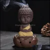 Fragrance Lamps Sand Incense Burner Ceramics A Buddhist Monk Ornaments Lovely Decorative Fragrance Lamps Censer Lotus Sit In Meditat Dh79J