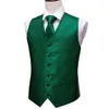 Men's Vests Green Suit Vest Men Paisley Waistcoat Plaid Silk Tie Handkerchief Cufflinks for Wedding Summer Tuxedo MJ-2004 Barry.Wang 221124