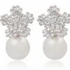 Charm Imitatie Pearl -oorbellen Women Fashion Fashion Flake Crystal Zirkon sieraden Leuke keuze voor paar cadeau 221125