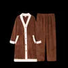 Vêtements de nuit pour hommes automne et hiver pyjamas style velours corail simple longueur moyenne pyjamas pantalons vêtements de ménage 221124