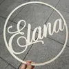 Party Decoration Personlig baby shower namn Sign Wood Room Centerpieces Wreath Circle Signs 221128