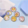 Pins Brooches Round Shaped Cartoon Cat Gift Brooches Set 6Pcs Funny Animal Letter Lapel Pins Paw Enamel Paint Badges Pin Couple Fri Dhuaz