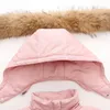 Piumino Parka Vera Pelliccia Con Cappuccio Ragazzo Bambino Tuta Giacca Invernale Caldo Bambini Bambino Snowsuit Neve bambina Vestiti Abbigliamento Set 221125