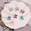 Personality Fashion Clavicle Chain Necklace For Women Girl Gift Gradient Butterfly Pendant Necklace Jewelry