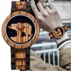 Montres-bracelets Art Bear Silhouette Modèle Cadran Quartz Hommes Montre Plein Bracelet En Bois Bande Boucle Déployante Naturel Élégant Montres Mâles