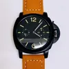 New Classic Multi-function Big Dial Wristwatch Men Automatic Sport Mechanical Watch Coffee Leather Number 6 Watches Male Clock 45mm