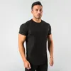 Men's T Shirts Fashion Plain Tops Fitness Mens Shirt Short Sleeve Muscle Joggers Bodybuilding Tshirt Male Gym Clothes Slim Fit Tee