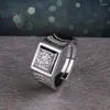 Bagues de mariage Imitation Diamant Bague Homme Plaqué Platine Large Saint Valentin Amoureux des Cadeaux