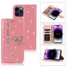 Wallet telefoonhoesjes voor iPhone 14 13 12 11 Pro Max X XS XR 7 8 plus glinsterende glitter PU lederen flip -standaardafdekking met kaartslots