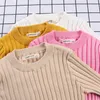 Pullover Mädchen Pullover Solide Candy Farbe Jungen Herbst Gestrickte Baby Rippen Pullover Kinder Kleidung 221128