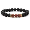 Bracelets de charme Moda de 8 mm de lava de lava de pedra preta de 8 mm Pulc￣o Diy Vulc￣o Rocha Pulca