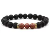 Braccialetti con ciondoli Moda 8Mm Nero Pietra naturale Lava Perline Bracciale Fai da te Vulcano Roccia Perline Braccialetto Diffusore di olio essenziale Per le donne Dhft4