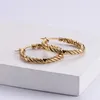 Hoepel oorbellen hoogwaardige twisted draad 18k goud 30 mm cirkel roestvrij staal vrouwen trendy sieraden groothandel