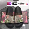 Mode mens designer tofflor kvinnor glider sandaler lyxskor kvinnor sneakers sandal sommar strand glid platt med l￥da blommor l￤der