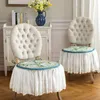 Chair Covers Romantic French Cover Retro Light Luxury Dining Table Custom Gentle Blue Green Cushion