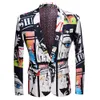 Herrdräkter Blazers Fashion Beauty Printed Blazer Design Plus Size Hip Casual Male Slim Fit Jacker Singer Costume Coat 221124