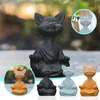 Gartendekorationen Persönlichkeit Zen Katze Meditation Katze Figur Home Office Desktop Dekoration Harz Ornament Retro Kunsthandwerk Home Decor 221126