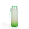 Waterflessen 500 ml sublimatie glazen water fles 17oz gradiënt kleuren matglazen flessen buiten sport met drinking tum dhvwu