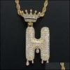 Hänge halsband 26 engelska inledande kronhänge halsband bling smycken zirkon 18k guld bokstav diamanthängen hip hop n dhgarderen dhsjc