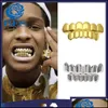 Grillz Dental Grills New Fit Gold Silber vergoldet Hip Hop Zähne Grillz Caps Top Bottom Grill Set für Männer 2536 E3 Drop Delivery J Dhgarden Dhfwj