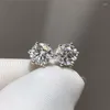 Stud -oorbellen Real 18K White Gold Uitstekende ronde Cut 0,5 karaat diamanttest doorgegeven D kleur moissaniet vrouwelijke feestjuwelen