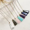 천연 크리스탈 스톤 펜던트 목걸이 gometric marm labradorite amethyst 핑크 쿼츠 크리스탈 목걸이