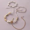 Enkelbanden 4 stks/sets Kleurrijke Kralen Voor Vrouwen Mannen Zomer Shell Steen Verstelbare Touw Voet Ketting Bohemian Sieraden 9426