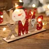 クリスマスの装飾木製の手紙サイン家庭用テーブルトップクリスマス素朴なウェルカム飾り飾りフェスティバルホリデーサプライドロップ