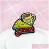 Broches Broches Après-midi Thé Snack Broches Dessin Animé Nourriture Émail Broches Cadeau De Noël Gâteau Aux Haricots Rouges Lait Café Alliage Broche Pour Les Filles Dh6Uu