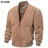 Men's Leather Faux FLAVOR Men Classic Real Pigskin Coat Genuine Baseball Bomber Jacket 221124