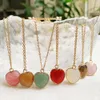 Collier pendentif coeur pour femmes amour doux coeur charme pierre de Quartz naturel Turquoise opale rose cristal pendule colliers