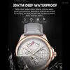 Wristwatches POEDAGAR Ultra Thin Men Watches Top Brand Waterproof Luxury Stainless Steel Quartz Watch For Man Calendar Rose Gold Gifts