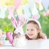 Easter Party Kids Gift Toys Plush Rabbit Gnome with Flowers Bunny Carrot Spring Home Desktop Decoration