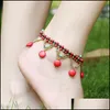 Anklets Anklets Turquoise Bohemian Anklet Fashion Beach Ankle Handmade Layer Green Red White Colorf Bead 1362 D3 Drop Deliver Dhgarden Dhzu4