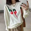 Damen Hoodies Sweatshirts Designer die richtige Version von Trendy Brand Edge Print Herren und Rundhalsausschnitt OS Loose Long Sleeve Sweatshirt