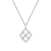 Collane S925 Pure Platinum New Four Leaf Grass White Shell Pendant Collana Fashion Women Sier Jewelry Wholale