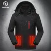 Mens Jackets Outdoor Coat Men Heated USB Electric Battery Long Sleeves Heating Hooded Jacket Warm Winter Thermal Clothing Rainproof 221128