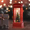 Oggetti decorativi Figurine Rosso Vintage Luminoso Natale Cabina telefonica Lanterna Albero Pupazzo di neve Figurina di Babbo Natale nel telefono De 221125