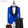 Men's Suits Blazers Thorndike Mens Wedding White Jacquard With Black Satin Collar Tuxedo3 Pcs Groom Terno For MenJacketVestPants 221128