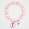 Bracelets de charme Arrivée 10mm Perle Cancer du sein Sensibilisation Espoir Ruban Rose Bracelet Bijoux Pour Femmes Dames