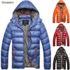 Mens Down Parka Gorasion Moda uomo spesso antivento Puffer con cappuccio Cappotto invernale caldo Causaul Donw Jacket Slim Fit Zipper 221128