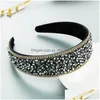 Fasce per capelli di lusso coreano color mosca fascia di cristallo elegante strass scintillante con perline fascia per capelli a tesa larga ragazze diadema corone goccia de dhowl