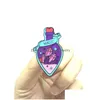 Pins Broscher Creative Purple Potion Flaska Broscher För Kvinnor Magiska Ädelsten Emalj Märken Legering Pin Tecknad Smycken Antiglare Clo Dh4Zu