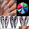 Outros adesivos decorativos, design de chama de borboleta adesivo de unhas 16 cores gradientes a laser decoração de arte feminina unhas pegajosas Moda m dhdq3