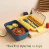 Dijksiesets 1100 ml Japanse lunchbox Plastic Creative Fashion Student Children's Container met bestek Microwaveable Storage